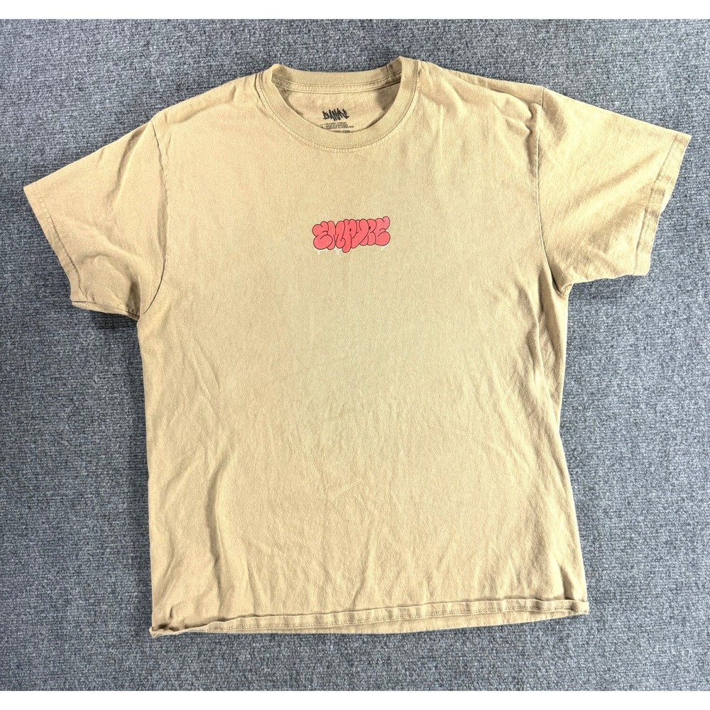 Empire Mens Tan Graffiti Cat Spray Paint Graphic T-Shirt Size Large